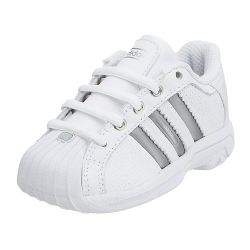 adidas Infant/Toddler Superstar 2G Ultra 1 Basketball, White/Silver/Aluminum, 8 M