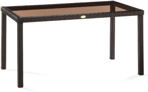 Ambientehome 63910 Polyrattantisch Malawi, Esstisch, ca. 150 x 90 cm, Polyrattan, gold / braun