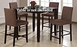 Set for 2 Black Counter Height Pub Chair in Brown Fabric