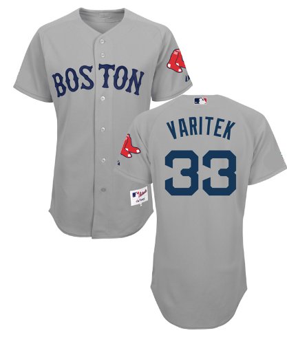 MLB Men's Boston Red Sox Jason Varitek Six Button Authentic Road Jersey (Road Gray, 44/Large)