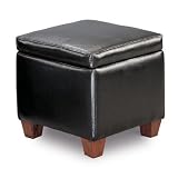 Black Faux Leather Storage Ottoman Foot Stool Hassock