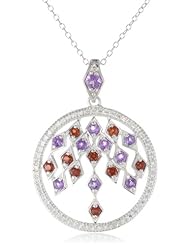 Sterling Silver Genuine Peridot and Swiss Blue Topaz Round Drop Pendant Necklace, 18"
