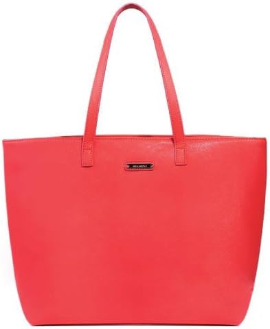 Casual Tote Shopping BAG Toothpick Grain Faux Saffiano Leather (Pink)