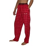 Mens NBA Chicago Bulls Plaid Cotton Sleepwear / Pajama Pants - Red & Black (Size: S)
