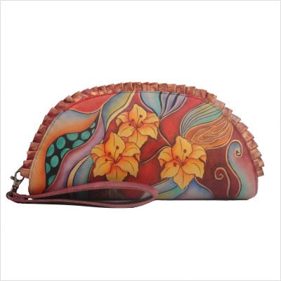 Half Moon Wristlet Clutch in Tribal Lily