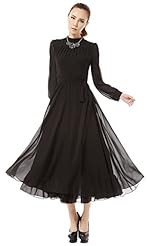 Floral Print Belted Draped Vintage Lace Fitted Flared-Skirt Cocktail Floor Length Chiffon High-Neck Evening Dress/Party Dress/Tunic/Maxi Dress 