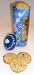 Gourmet Food : Scott's Cakes 1 lb. Almond Cookies in a Blue Christmas Canister