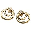 14K Yellow Gold Double Hoop Diamond Solitaire Earrings