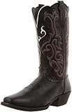 Justin Boots Women's Stampede Collection 12" Boot Wide Square Single Stitch Toe Western Rubber Outsole,Black Deercow,8 B US