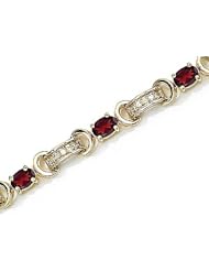 14kt Yellow Gold Oval Garnet and Diamond Bracelet