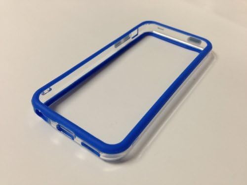 Bumper TPU Cover Accessry For iPhone 5C Metal Button Frame Skin Case Clear Deep Blue