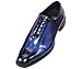 Bolano Mens Exotic Faux Eel Print Oxford Dress Shoe in Blue and Black: Style Brayden Blue-052