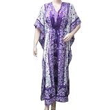 Ibaexports Purple Kaftan Beach Party Wear Gown Maxi Dashiki Polyester Caftan Free Size M L Xl