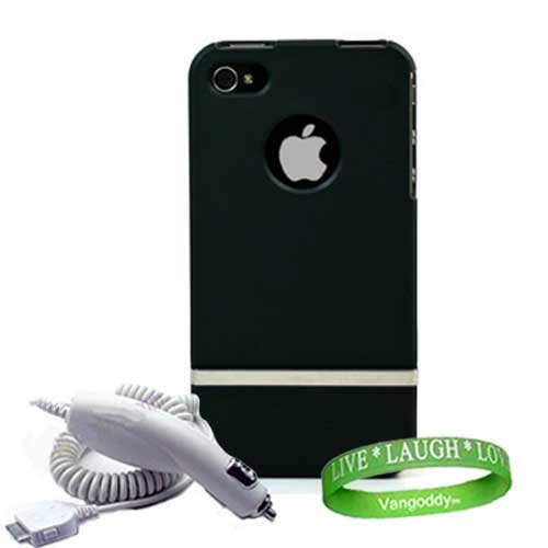 iPhone 4 Award Winning FuzeBox Custom Case for Apple iPhone 4 ( 4g , 16gb , 32 gb ) ** BLACK ** + iPhone 4 Car Charger + Live * Laugh * Love Wrist Band!!!