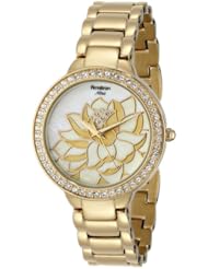 Armitron Womens 75/5185CMGP Swarovski Crystal Accented Flower Motif Gold-Tone Bracelet Watch