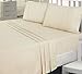 Cotton Sateen Twin Bed-Sheet-Set Beige - 3 Piece Bedding Set, Flat Sheet, Fitted Sheet and a Pillow Case - by Utopia Bedding (Twin, Beige)