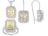 19.82CTW BELLA LUCE CANARY YELLOW AND WHITE DIAMOND SIMULANT PLATINUM OVER STERLING SILVER SET