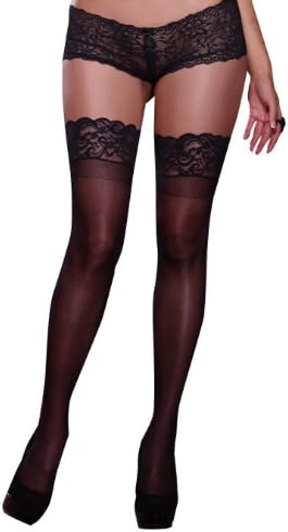 Dreamgirl Women's Plus Silicone Lace Top Thigh High