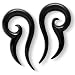 Pair of Black Water Buffalo Horn Hooks - BY10: 2g