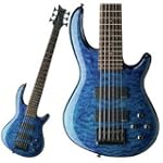 Dean Edge Quilt Top 6-String Bass, Trans Blue