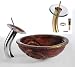 Kraus C-GV-630-19mm-10G Tiger Eye Glass Vessel Sink and Waterfall Faucet, Gold