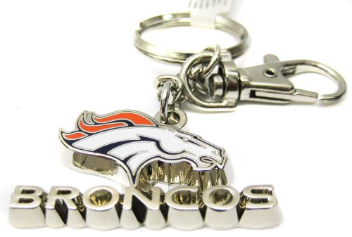 Silver Metal Denver Broncos Keychain