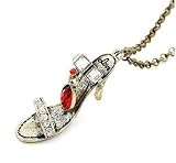 High Heel Shoe Sandal Rhinestone Charm Pendant Necklace w/ Vintage Copper Tone Sweater Chain Women’s Jewelry Reviews