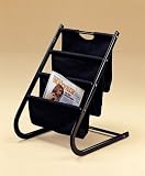 Black metal and cloth magazine rack