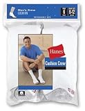 Hanes Mens White Cushion Crew Socks 6-Pair Sizes 6-12