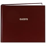 BookFactory&reg; Guest Book (120 pages) / Guest Sign-In Book / Guest Registry / Guestbook - Burgundy Cover, Smyth Sewn Hardbound, 8 7/8" x 7" (LOG-120-GUEST-A-LMT25)