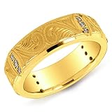 14K Yellow Gold Fancy Design Men's Diamond Band Ring