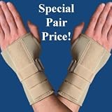 PAIR of Thermoskin Carpal Tunnel Braces with Dorsal Stay, Beige , Left & Right Medium