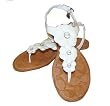 Coach Omega Crinkle Patent Leather Flower Buckle Back Flat Sandals A8515 White 8.5