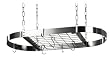 Rogar Stainless Steel Oval Pot Rack with Chrome Grid 34" x 16"