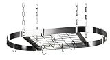 Rogar Stainless Steel Oval Pot Rack with Chrome Grid 34 x 16