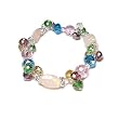 Rose Quartz Gemstones with Multi Colored Crystals Stretch Bracelet