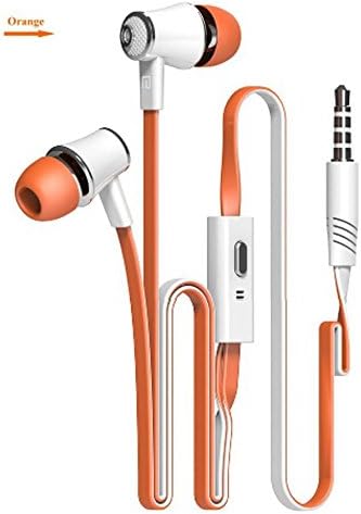 iMujin TropiFit In-Ear Earbud Headphones (Neon Orange) with Microphone Mic - Universal 3.5mm Stereo HD Stereo Sound Headsets - Sport Ergonomic Comfort &amp; Secure Fit Earphones Orange