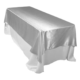60 x 102 Inch Satin Tablecloth Silver60 x 102 Inch Satin Tablecloth