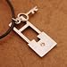 Designer Inspired Lock and Key Italian Style Pendant for Uni-sex Cz Diamond Chain on a Rubber Cord Gift Boxed J1131