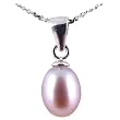 Freshwater Cultured Oval Shape 6-7mm lavender Pearl Pendant, 16" Sterling Silver 1MM Cable Chain