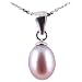 AugustinaJewelry Freshwater Cultured Oval Shape 6-7mm lavender Pearl Pendant, 16" Sterling Silver 1MM Cable Chain