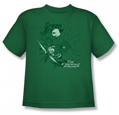  Green Arrow The Emerald Archer Youth S/S T-shirt in Kelly Green by DC Comics