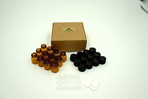 Mountain Tech™1 ml (1/4 dram) Amber Glass Vial with Orifice Reducer &amp; Black Plastic Cap (12 Pack)