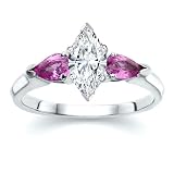 1.40 CT MARQUISE DIAMOND W PEAR PINK SAPPHIRE RING 18K