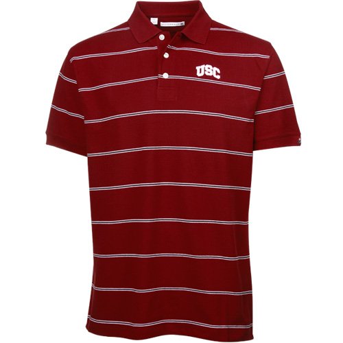 Cutter & Buck USC Trojans Cardinals Cullen Pique Striped Polo (Large)
