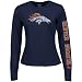 Reebok Denver Broncos Navy Blue Ladies Giant Logo Too Long Sleeve T-shirt