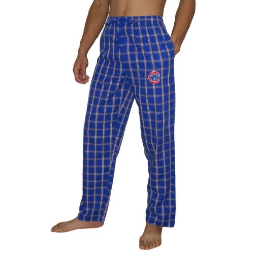 Mens MLB Chicago Cubs Plaid Finest Thermal Sleepwear / Pajama Pants - Blue & Red (Size: S)