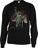 Zombie Statue Of Liberty Mens Horror Movie Thermal Shirt, Zombie USA Liquid Blue Zombie Liberty Design Men's Thermal