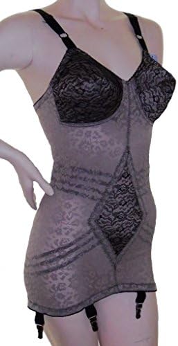 Rago 9357 Open Bottom All-in-one Body Briefer, Mocha & Black, 36C