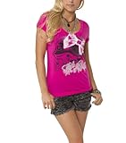 Metal Mulisha Womens Antics Short-Sleeve Shirt, Hot Pink, Small